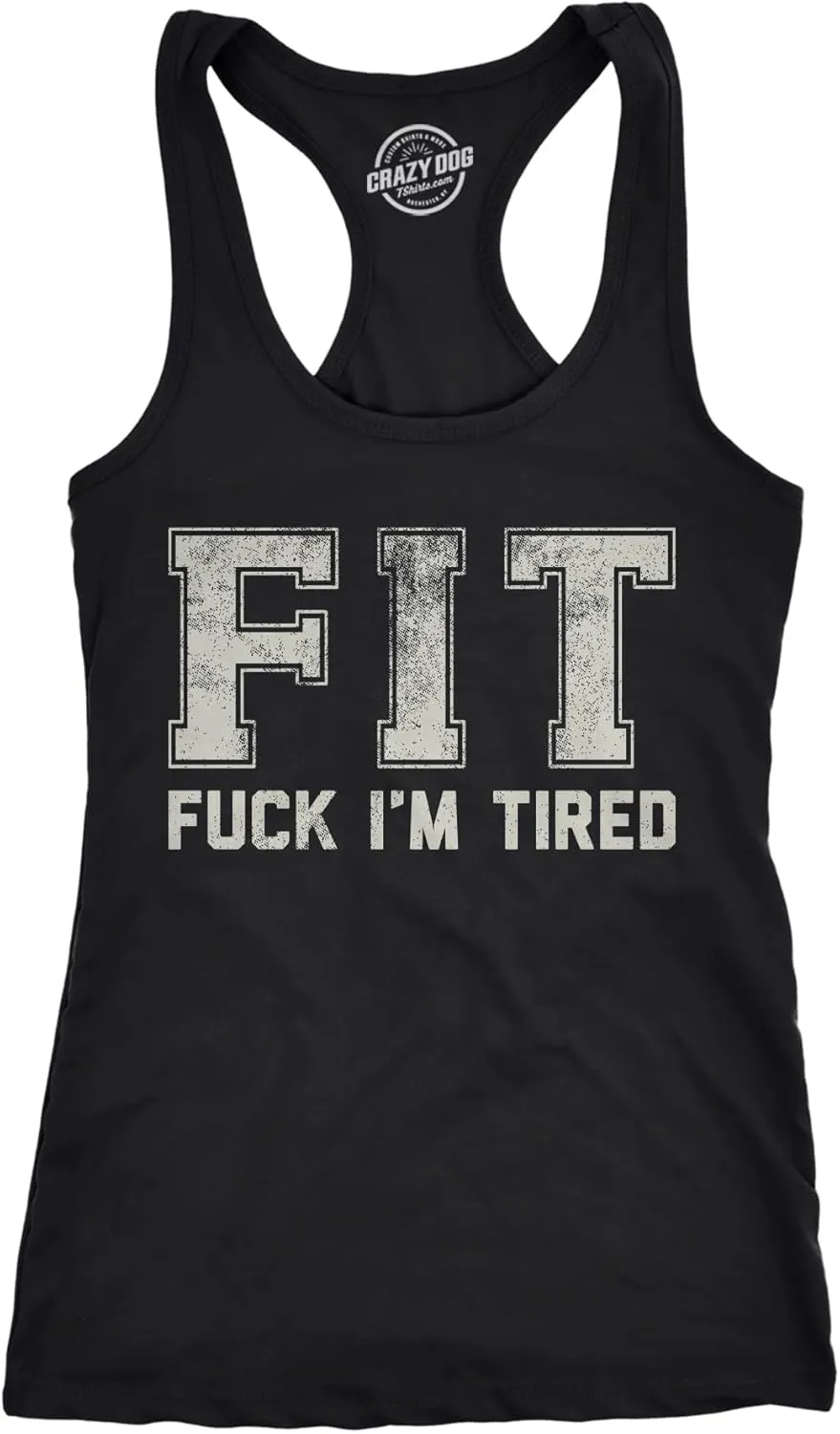 Womens Funny Fitness Tank FIT F*ck Im Tired Sarcastic Graphic Tanktop for Ladies