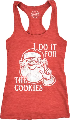 Womens I Do It for The Cookies Fitness Tank Funny Xmas Santa Claus Sweet Treat Lovers Sleeveless Tee for Ladies