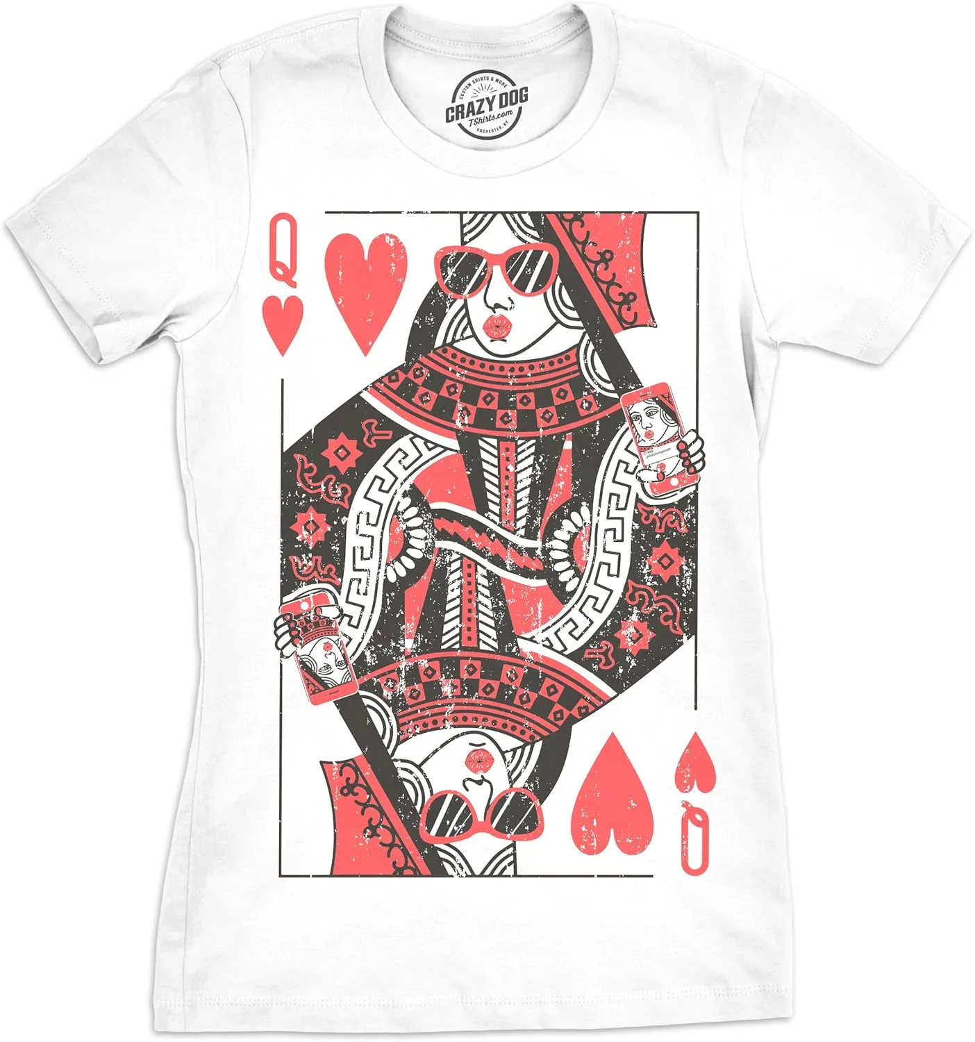 Womens Queen of Hearts T Shirt Funny Vintage Graphic Cool Cute Tee for Ladies