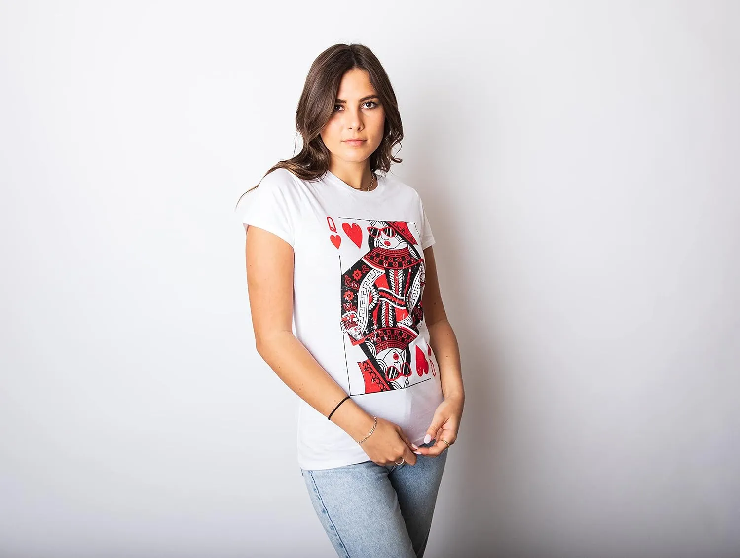 Womens Queen of Hearts T Shirt Funny Vintage Graphic Cool Cute Tee for Ladies