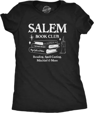 Womens Salem Book Club T Shirt Funny Halloween Witchcraft Joke Tee for Ladies